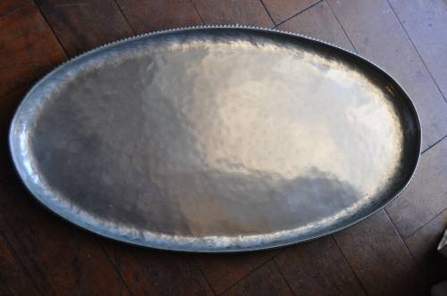 HW HUGH WALLIS OF ALTRINCHAM- ANTIQUE ARTS & CRAFTS PEWTER  DISH, STAMPED