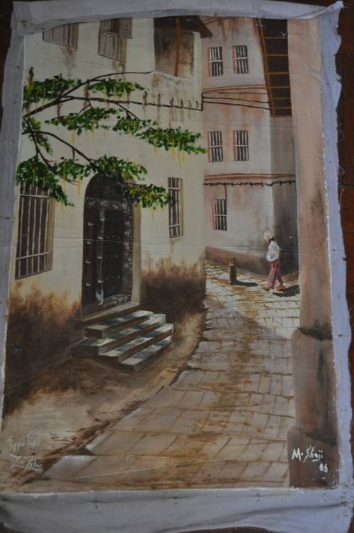 M.SHAJI-ORIGINAL OIL ON CANVAS,STREET SCENE