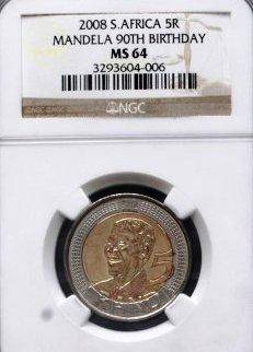$$ 2 X AVAILABLE 1bid 1 coin - MS64 - NGC GRADED - MANDELA BIRTHDAY R5 COIN $$