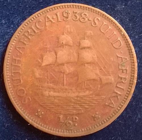 1938 SA COPPER HALF  PENNY CIRCULATED AND UNGRADED