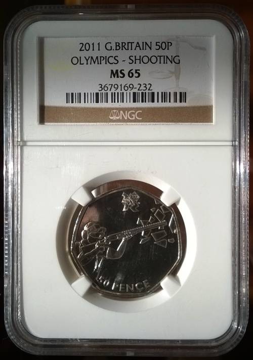 Great Britain 2011 - 50 Pence Olympics Shooting NGC Graded MS65