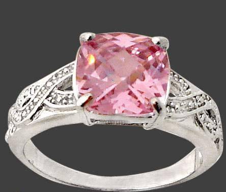 4.69cts EDWARDIAN PINK KUNZITE CUSHION 925 STERLING SILVER RING size 8