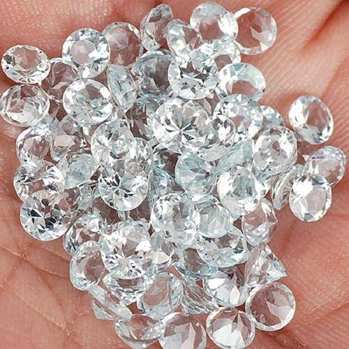 FINEST QUALITY NATURAL ROUND CUT AQUAMARINES (4mm each) 76 PIECES SOLD INDIVIDUALLY