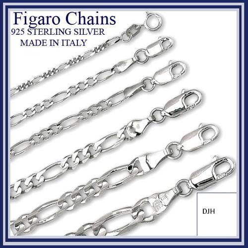 FIGARO Link SOLID .925 STERLING SILVER CHAIN Made in Italy Nickel Free