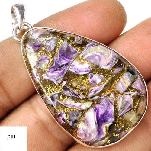 COPPER CHAROITE .925 STERLING SILVER PENDANT