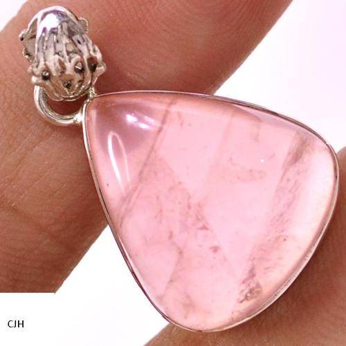 ROSE QUARTZ .925 STERLING SILVER PENDANT