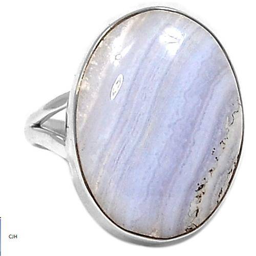 BLUE LACE AGATE .925 STERLING SILVER RING SIZE 8 1/4