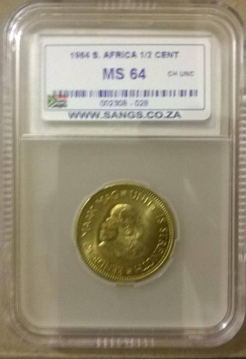 1964 RSA HALF CENT SANGS GRADED MS64