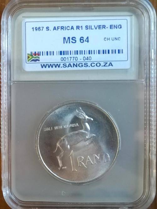 1967 RSA SILVER ENGLISH R1 SANGS SLABBED MS 64