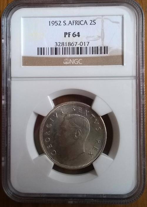 1952 SILVER 2 SHILLING NGC GRADED PROOF 64