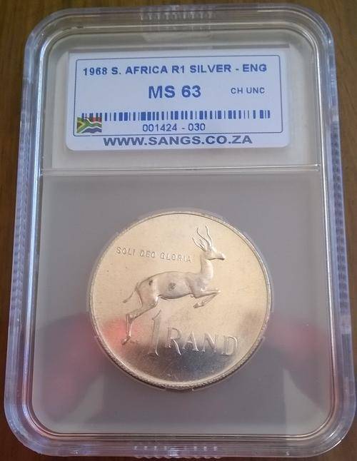 1968 RSA SILVER ENGLISH R1 SANGS SLABBED MS 63