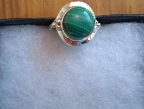NATURAL MALACHITE STERLING SILVER RING SIZE 6 1/2