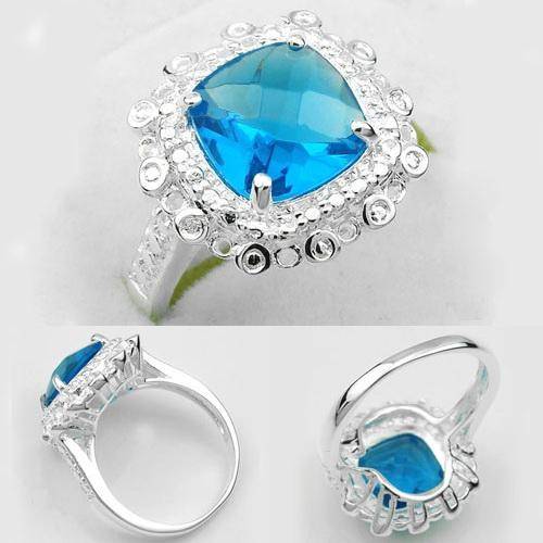 BEAUTIFUL FASHION BLUE TOPAZ GEMSTONE RING- 925 SILVER.