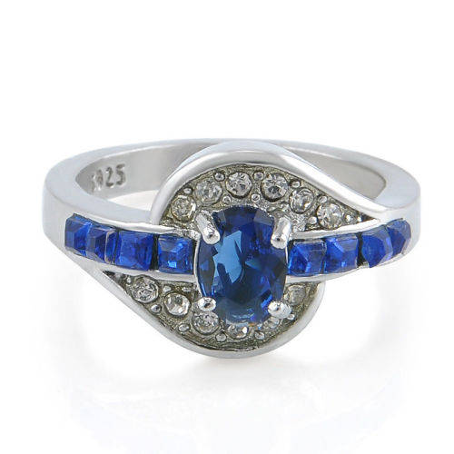 Beautiful Blue Crystal Fashion Ring - Size 9