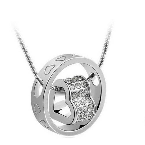 Beautiful Silver Heart Crystal Neckalce