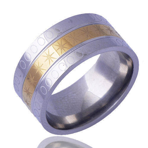 Men's Silver & Gold Colored Star Ring - Size 12