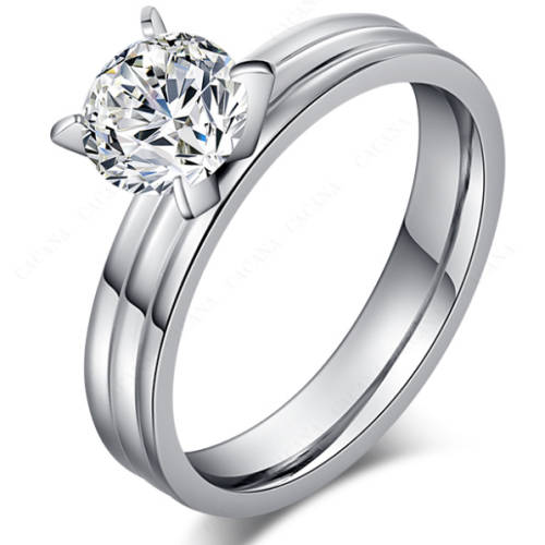 Beautiful Stainless Steel CZ Fashion Ring - Size 9 1/2