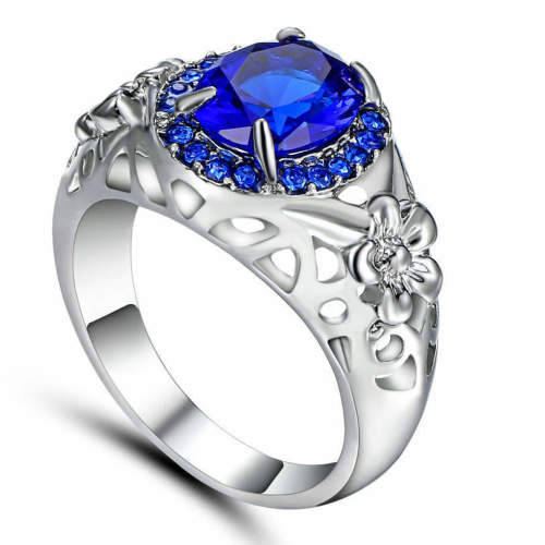 Beautiful Blue Crystal Ring - Size 9