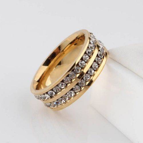 Stunning Diamante Gold Plated Ring - Size 7