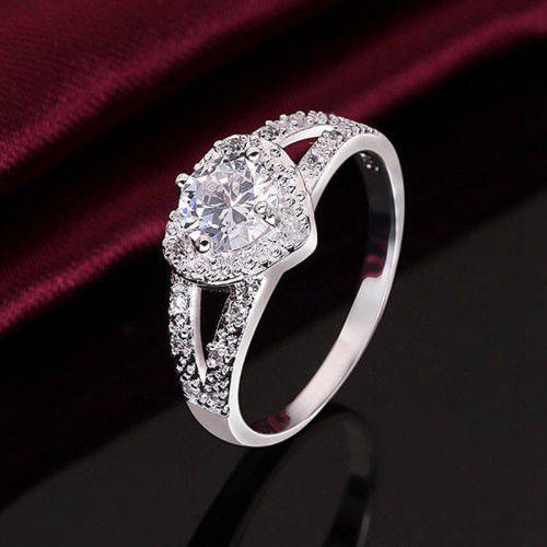 Stunning Crystal Heart Ring - Size 7