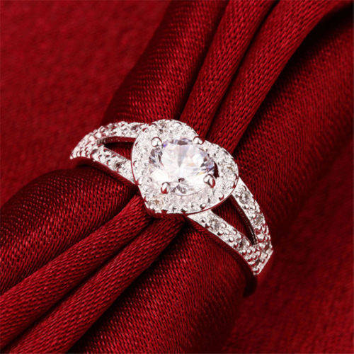 Stunning Crystal Heart Ring - Size 7