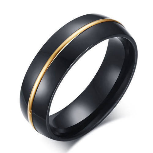 STAINLESS STEEL GOLD BAND RING - SIZE 10 1/2