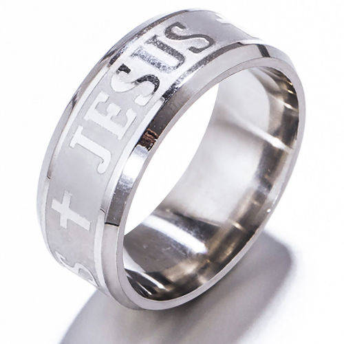Stainless Steel Jesus Cross Ring - Size 9 1/2
