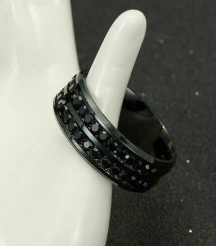 Stunning Black Crystal Ring  - Size 13
