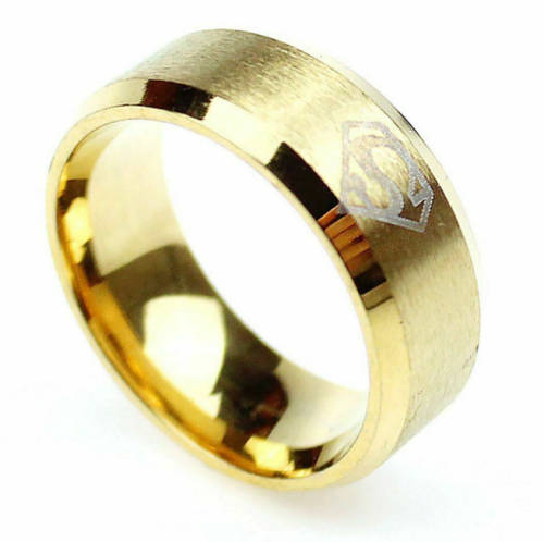 Stainless Steel Superman Ring (Gold) Color - Size 12