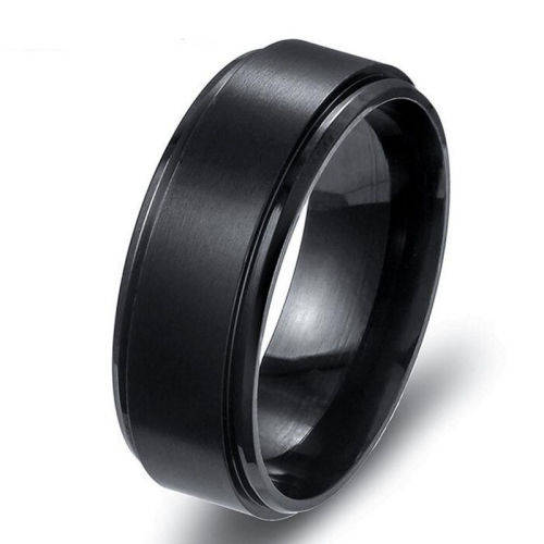 Elegant Men's Black Stainless Steel Fashion Ring - Size  9 1/2
