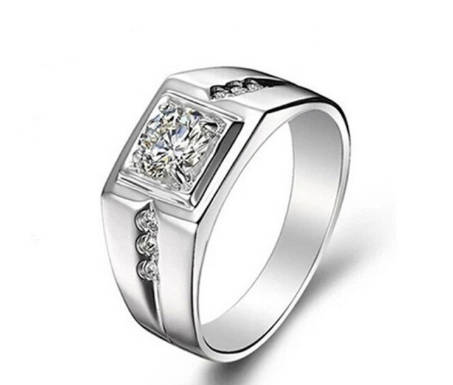 Stainless Steel Crystal Ring - Size 11 3/4