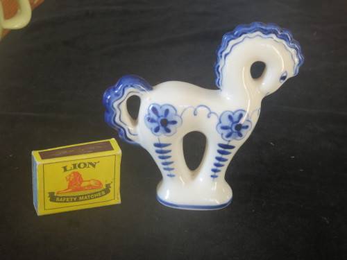 Ceramic horse -  blue and white