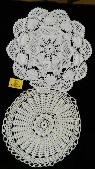 Crochet doilies - white - wool