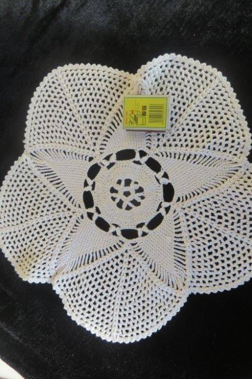 White pentagon doilie 34cm