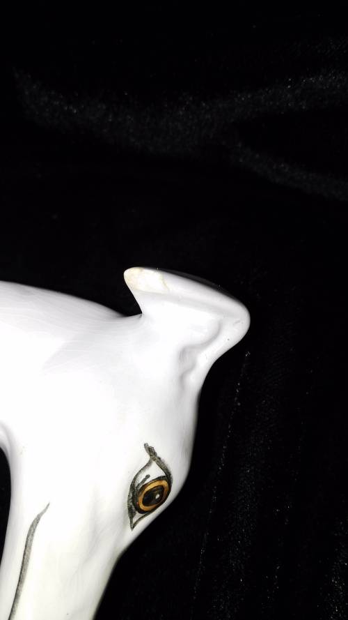 White Greyhound dog - Elweco - chipped ear - 24cm high