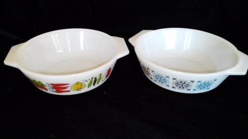 JAJ/ Pyrex milk glass dishes - two