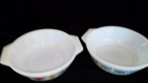 JAJ/ Pyrex milk glass dishes - two