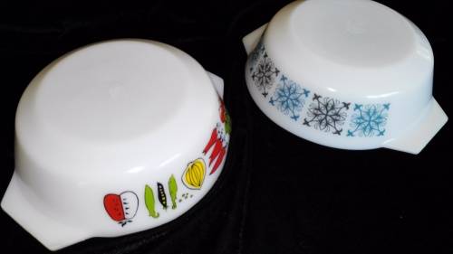 JAJ/ Pyrex milk glass dishes - two