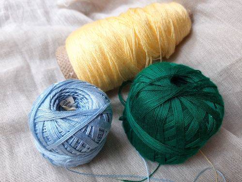 Crochet cottons x 3 -  yellow, green, blue