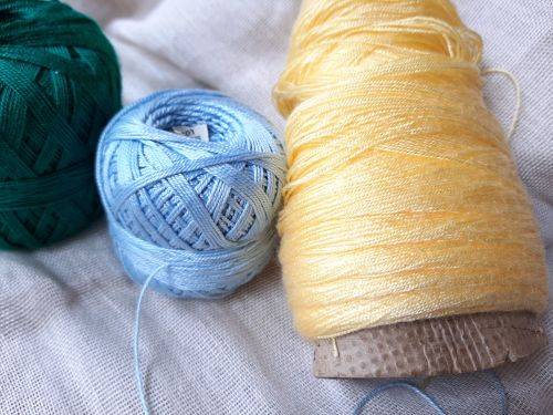 Crochet cottons x 3 -  yellow, green, blue