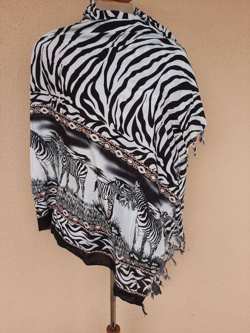 Zebra stripe scarf / wrap - as new