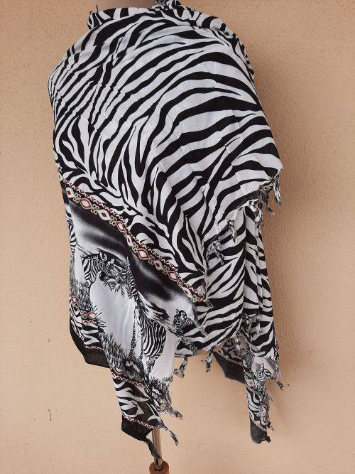 Zebra stripe scarf / wrap - as new