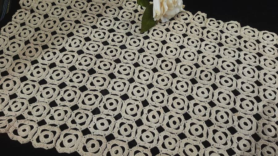 Crochet runner - ecru colour-  74 x 34 cm