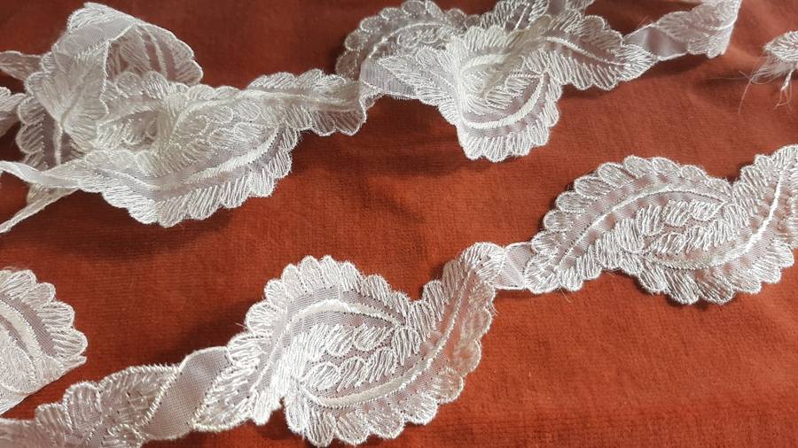 Synthetic lace - 150 cm long - 4cm wide - cream
