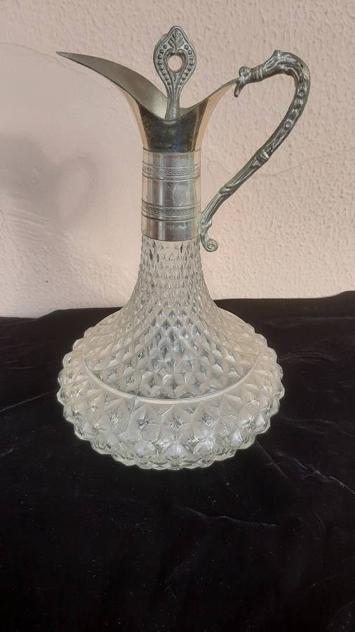 Ship,s decanter with silverplate detail - 27cm high