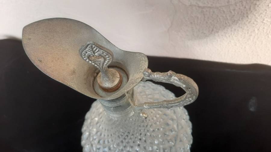 Ship,s decanter with silverplate detail - 27cm high