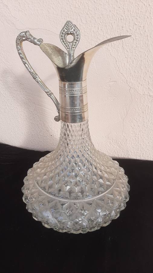 Ship,s decanter with silverplate detail - 27cm high