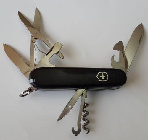 Swiss Army Knife (Climber) Victorinox Black Scales with UBS Logo Good Condition