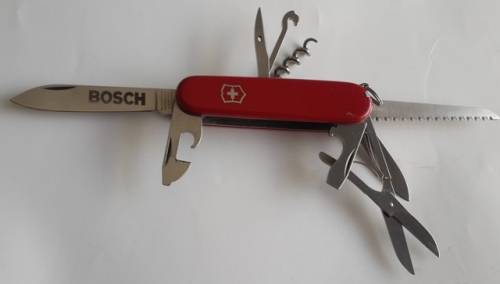 Swiss Army knife (Huntsman)Victorinox  Red Scales Bosch Logo on Blade