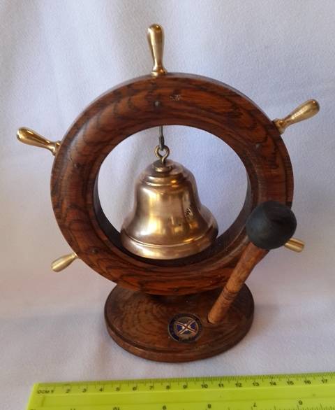 Collectable  Edenburg Castle Wood and  Brass ships steering wheel with bell
